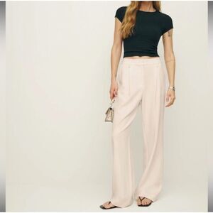 NWT Reformation Alex Dress Pants White Cream High Waisted Wide Straight Leg 8